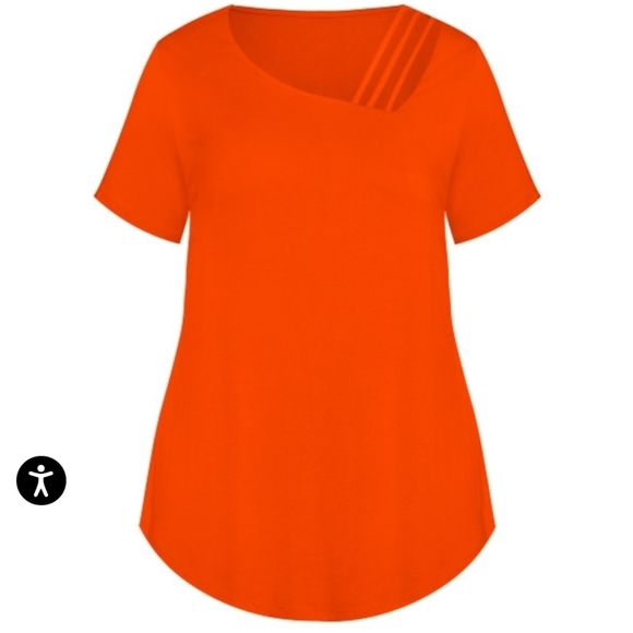 NWT Avenue V-Neck Cut-Out Top in Tangerine - Picture 3 of 8